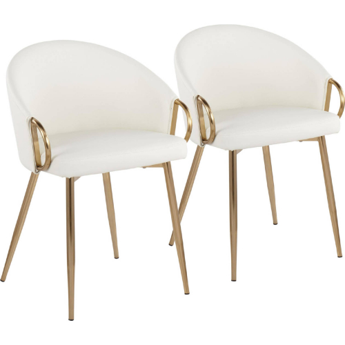 Claire Dining Accent Chair in Gold & White Leatherette (Set of 2)